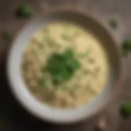 A close-up view of creamy risotto with vibrant green peas