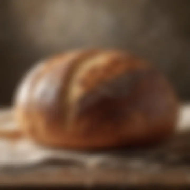 Artistic depiction of sourdough bread with a rustic background highlighting its texture