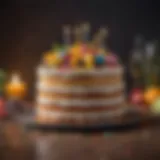 Delicious birthday cake adorned with colorful decorations