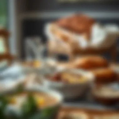 An inviting dining table set with bowls of steaming soup and fresh bread
