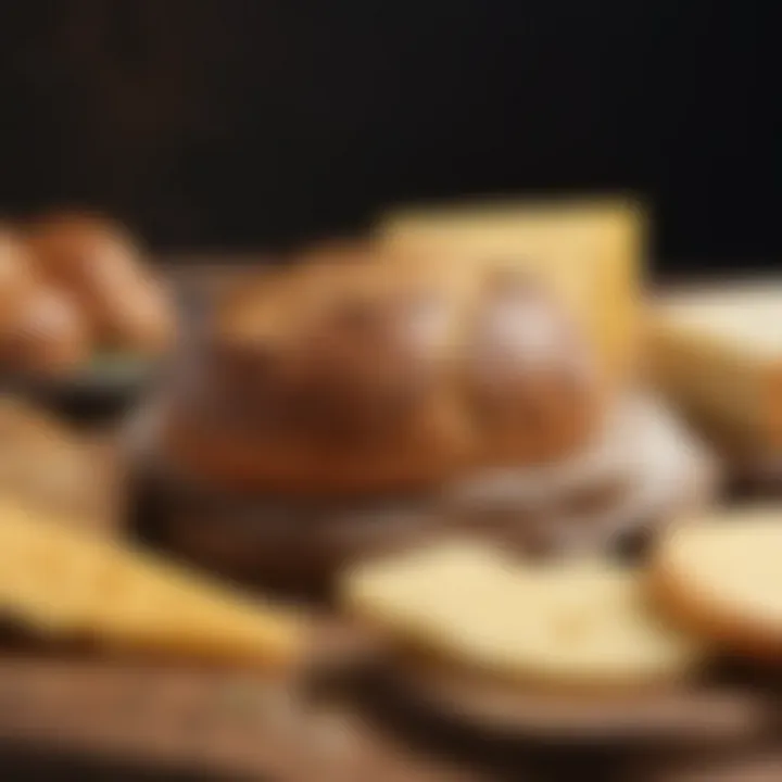 Different types of bread paired with cheese