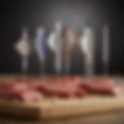 Different types of meat thermometers on display