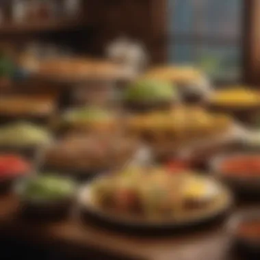 Exquisite Taco Bar Arrangement A well-organized taco bar setup