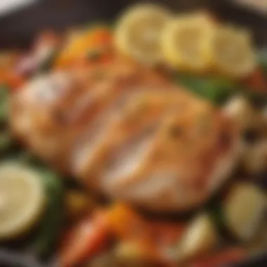 Lemon garlic chicken breast served with vegetables