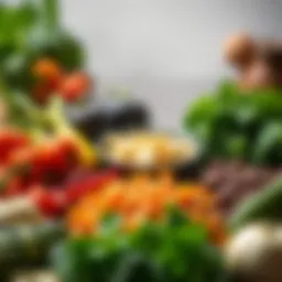 Colorful array of fresh vegetables and legumes