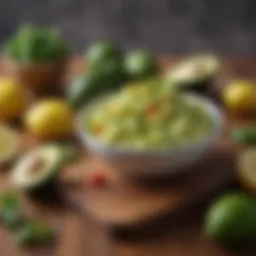 Fresh avocados and lemons on a wooden surface
