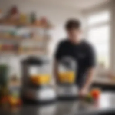 A person cleaning a smoothie maker after use