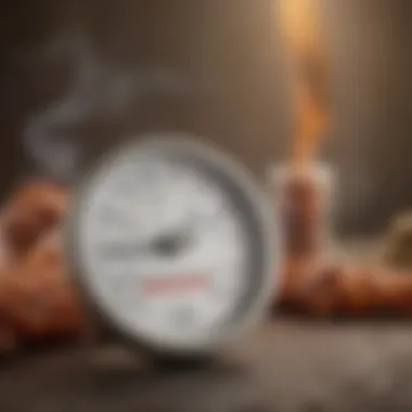 Thermometer in Smoker Smoker with probe thermometer inserted