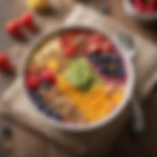 Vibrant smoothie bowl topped with fresh fruits and nuts