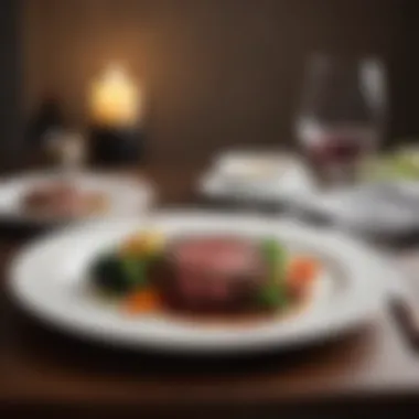 Dining with Wagyu Excellence An elegant dining table setting featuring a perfectly cooked wagyu steak