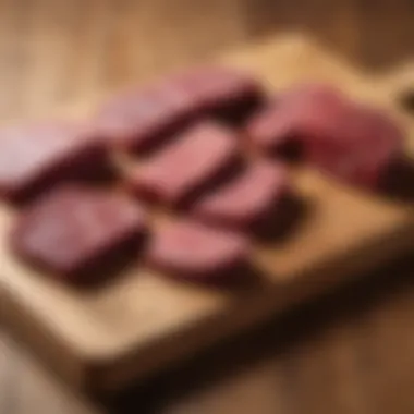 Diverse Cuts of Wagyu An elegant display of various wagyu cuts arranged on a wooden board