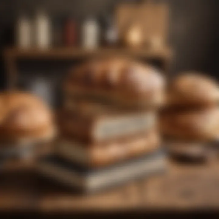 A beautifully arranged collection of essential sourdough books on a wooden table