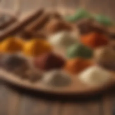 An assortment of spices used in Badia Canadian Steak Seasoning displayed on a wooden table