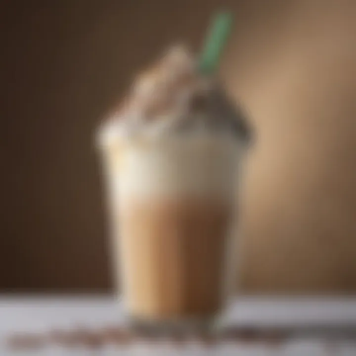 Close-up of a creamy Starbucks milkshake topped with whipped cream and chocolate drizzle