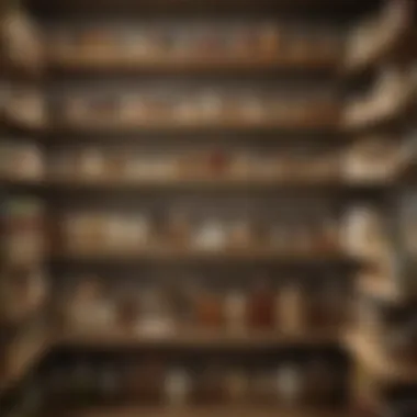 Organized Pantry with Garlic A well-organized pantry with garlic and other spices