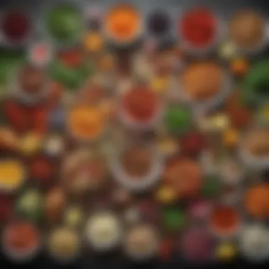 Vibrant Selection of Ingredients for Meal Planning An array of colorful ingredients laid out for meal preparation, emphasizing variety.