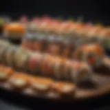 Exquisite sushi rolls artistically arranged on a sushi platter