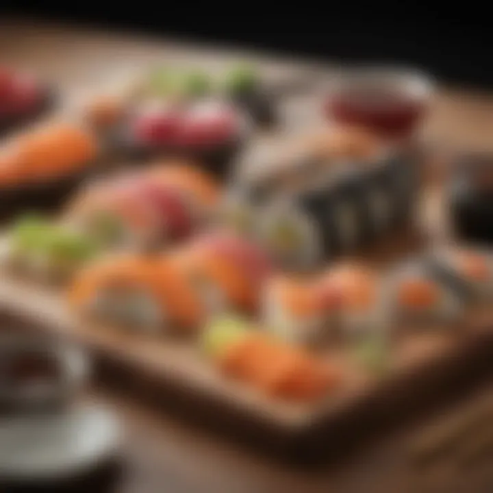 A beautifully presented sushi-making kit with various components