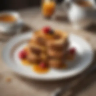 Elegant presentation of French toast on a fine china plate