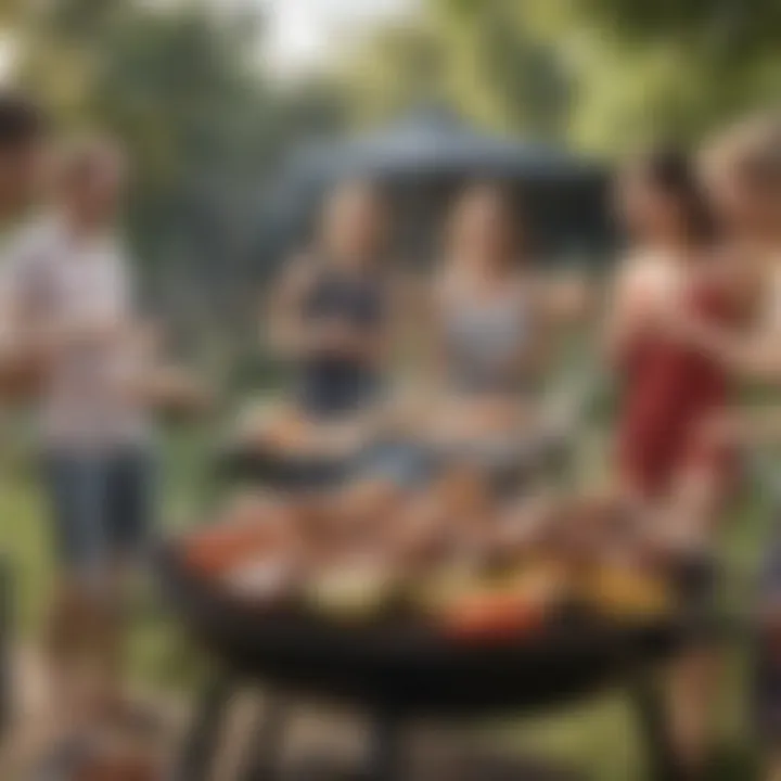 Gathering of friends enjoying a BBQ in a backyard