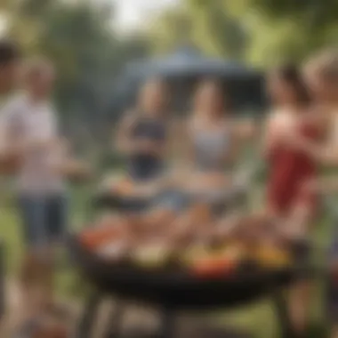 Shared Moments of Joy Gathering of friends enjoying a BBQ in a backyard