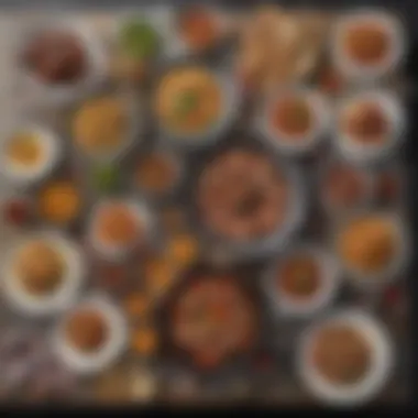 Table set for a BBQ party with diverse dishes