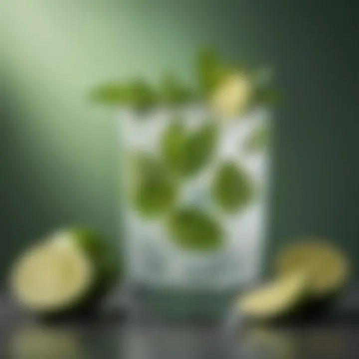 A refreshing mojito cocktail garnished with mint leaves and lime