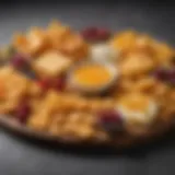 An assortment of crispy cheese snacks arranged artistically on a platter