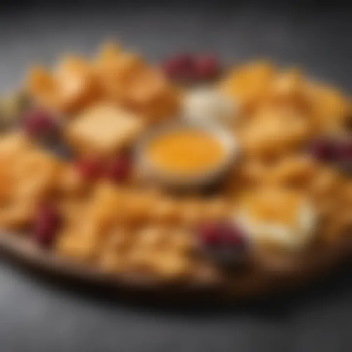 An assortment of crispy cheese snacks arranged artistically on a platter