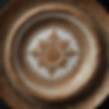 Close-up of an ornate antique plate showcasing intricate designs