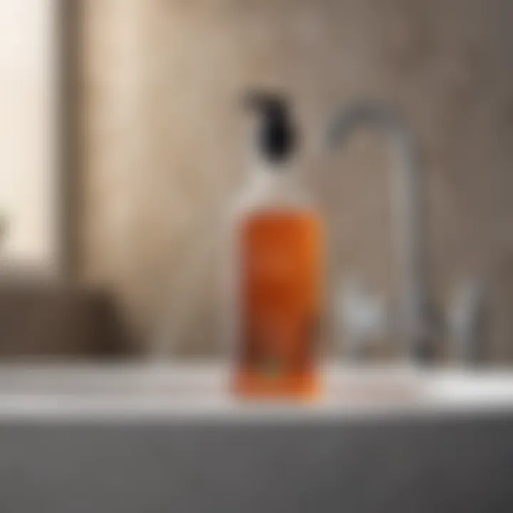 A serene bathroom setting showcasing a vinegar rinse