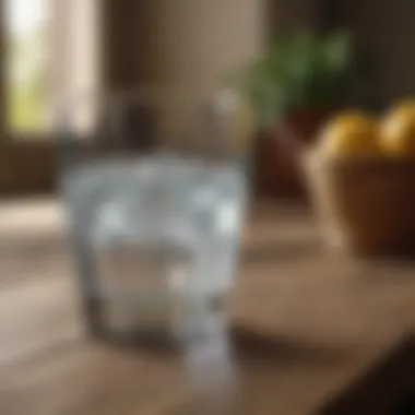 Refreshing Hydration A refreshing glass of water on a wooden table