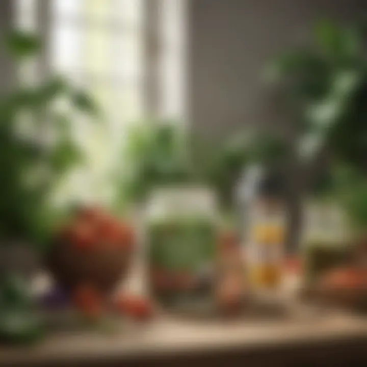 A lush garden scene with fresh ingredients used in probiotic food preparation