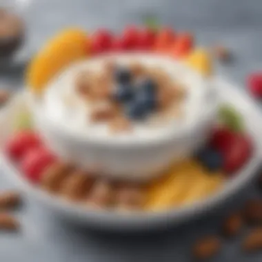 A refreshing bowl of yogurt topped with fruits and nuts, emphasizing its nutritional appeal