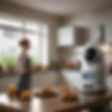 User-Friendly Design of Bimby User interacting with Bimby in a cozy kitchen