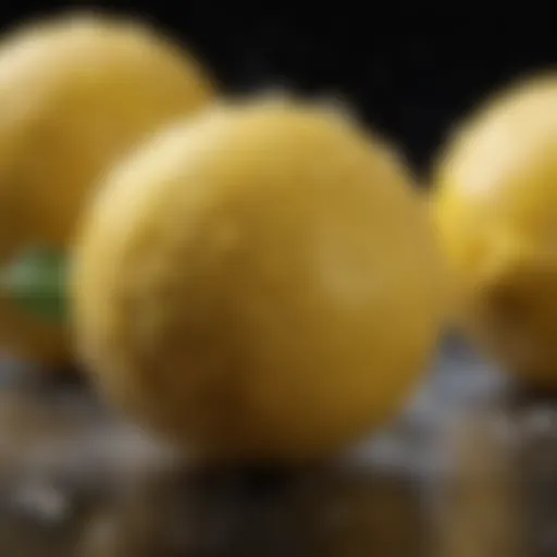 Close-up of a fresh lemon with water droplets