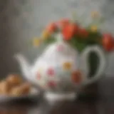 A delicate porcelain teapot with intricate floral designs