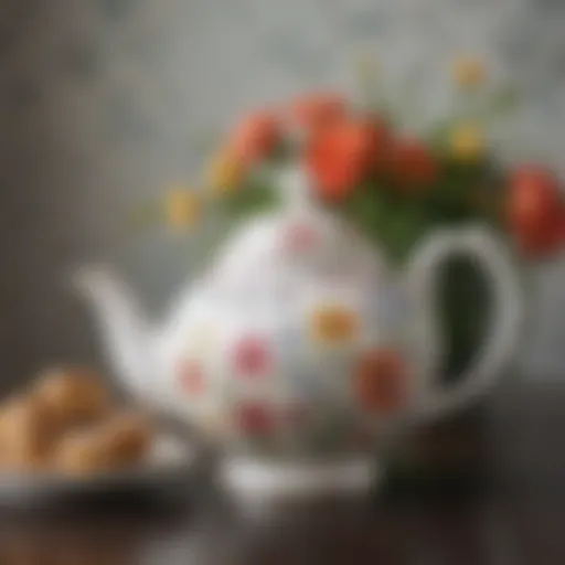 A delicate porcelain teapot with intricate floral designs