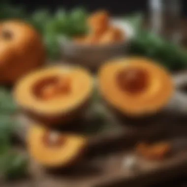 Fresh Butternut Squash and Aromatic Herbs Vibrant butternut squash with herbs