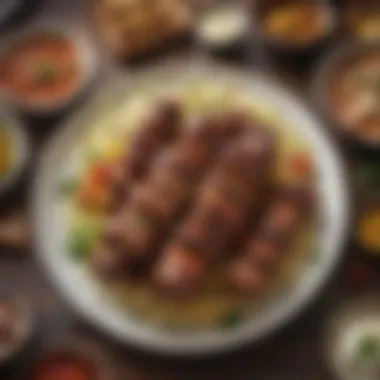 Kabab Sharing Experience A lively gathering enjoying kababs, with friends sharing a meal