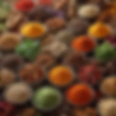 Close-up of unique spices with vibrant colors and textures