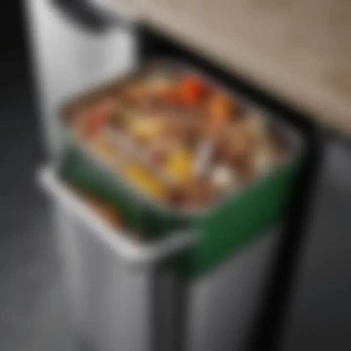 Close-up of materials used in a dual garbage can cabinet emphasizing durability