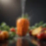 Fresh vegetables being sprayed with cleaning solution