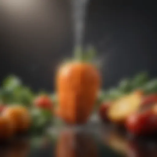 Fresh vegetables being sprayed with cleaning solution