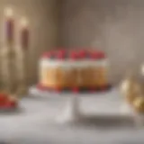 Elegant cake stand showcasing a six-inch cake with delicate decorations.