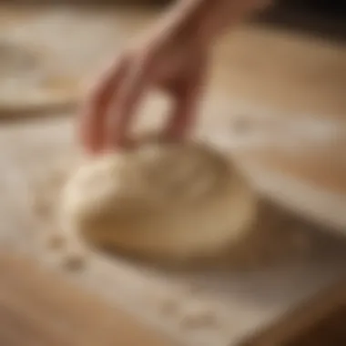 Close-up of dough being kneaded on a dedicated mat