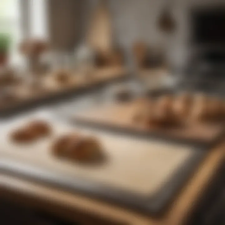 A clean and organized baking station with a kneading mat