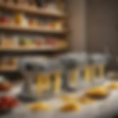 Exploring a Range of Pasta Maker Options Diverse collection of pasta makers arranged on a kitchen shelf