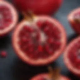 Vibrant pomegranate fruit showcasing its rich red color and texture