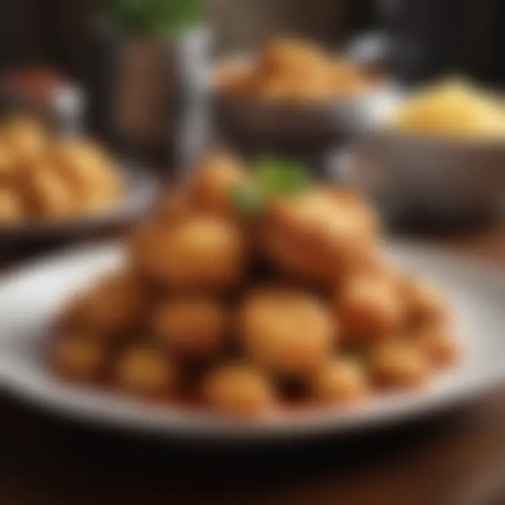 A beautifully plated deep-fried meal, illustrating the final presentation.